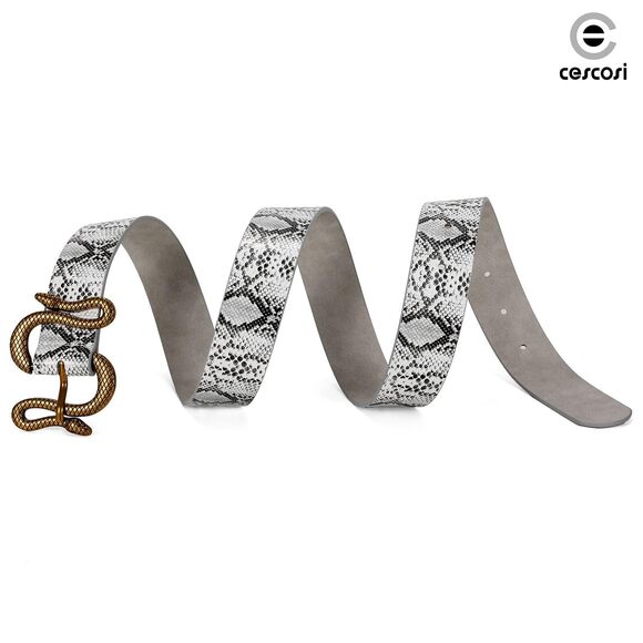 Cescosi Women Leather Belt With Snake Buckle Fashion Women Belt For Jeans😽 - Picture 7 of 7